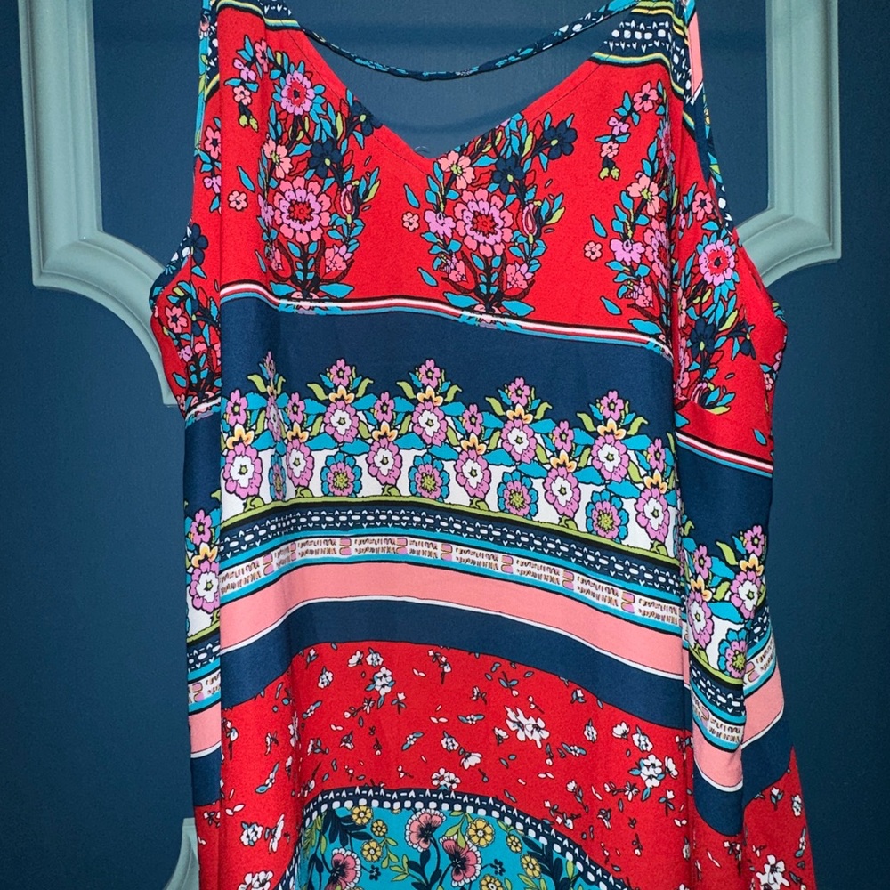 Maurices Red and Blue Floral Tank